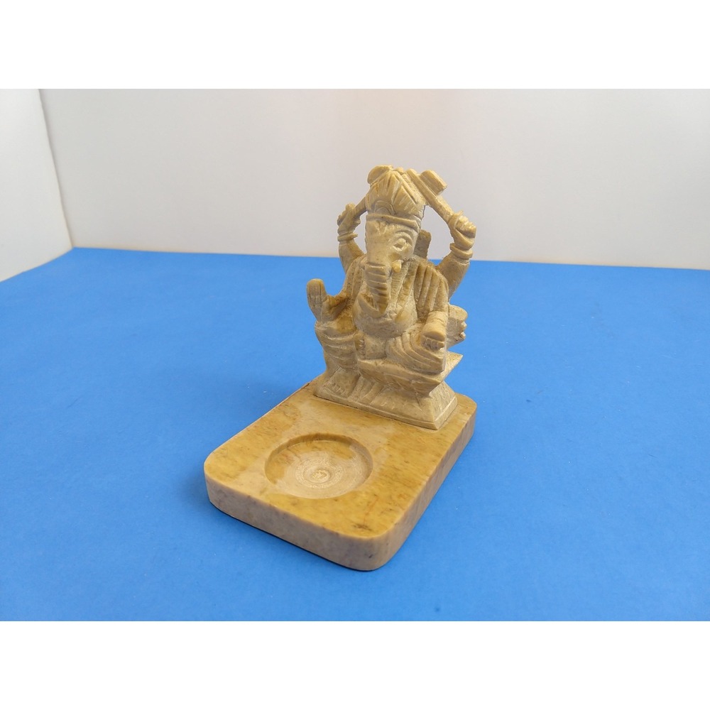 Vintage Hindu Soapstone Elephant God Shree Ganesha Statue Figure India 4"